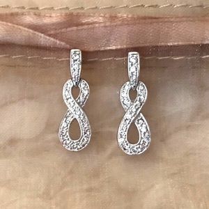 CZ & SS Infinity drop Earrings